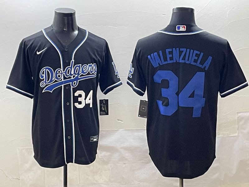 Men 2025 Los Angeles Dodgers 34 Valenzuela Black Three generations Fashion Nike MLB Jersey style 6